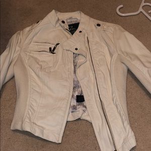 Guess White fax leather jacket